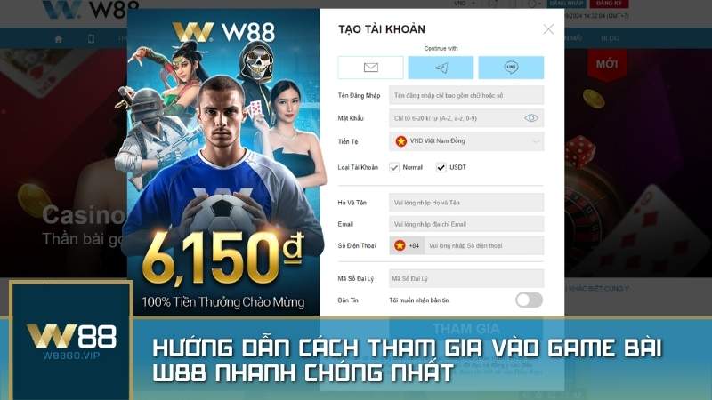 Hướng dẫn cách tham gia vào game bài W88 nhanh chóng nhất