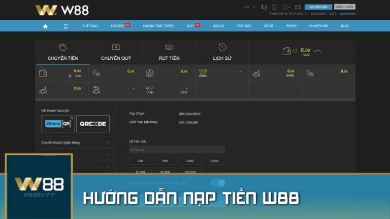 Hướng dẫn nạp tiền W88