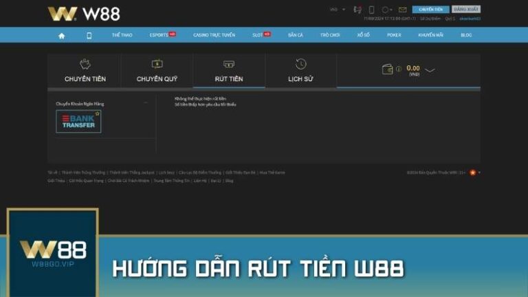 Hướng dẫn rút tiền W88