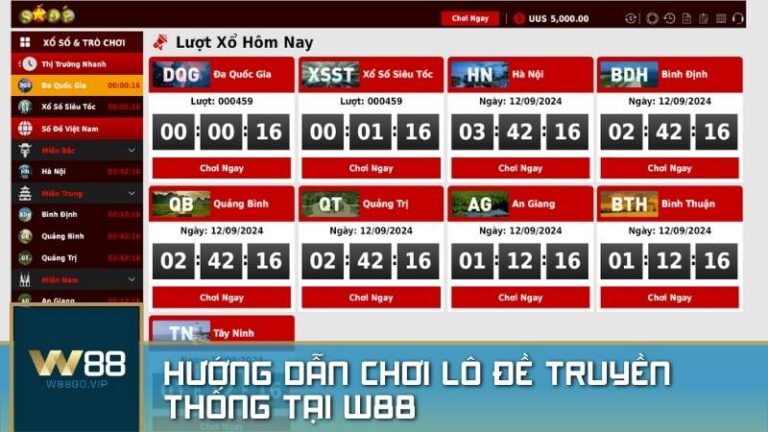 Hướng dẫn chơi lô đề truyền thống chắc thắng tại W88