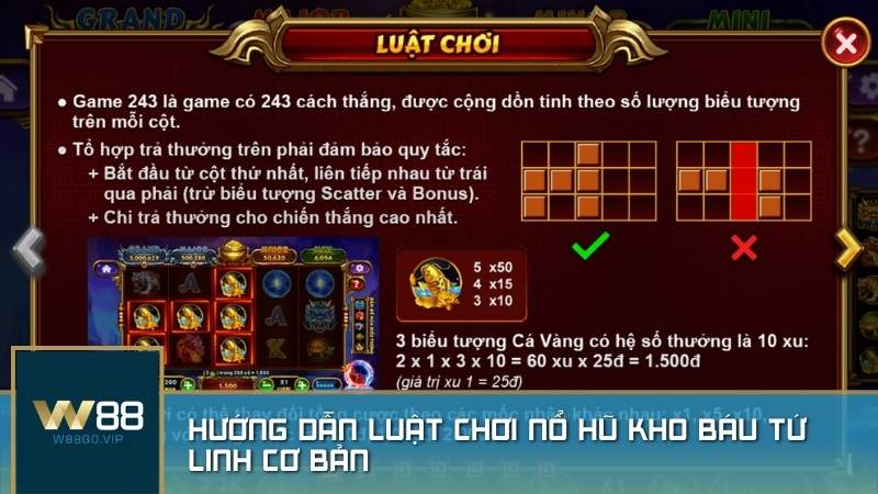 Hướng dẫn luật chơi nổ hũ Kho Báu Tứ Linh cơ bản