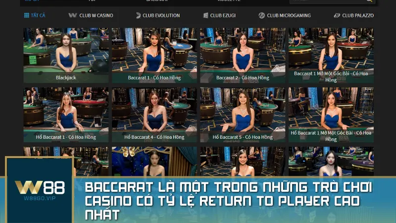 Baccarat là một trong những trò chơi casino có RTP cao hàng đầu