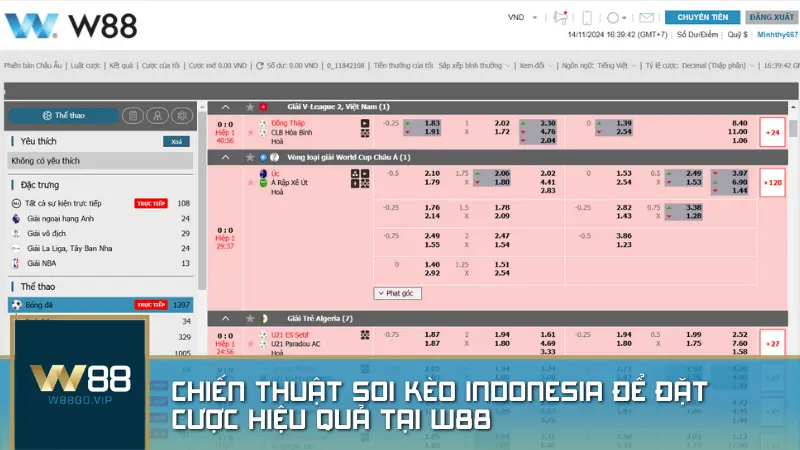 Chiến thuật soi kèo Indonesia để đặt cược hiệu quả tại W88